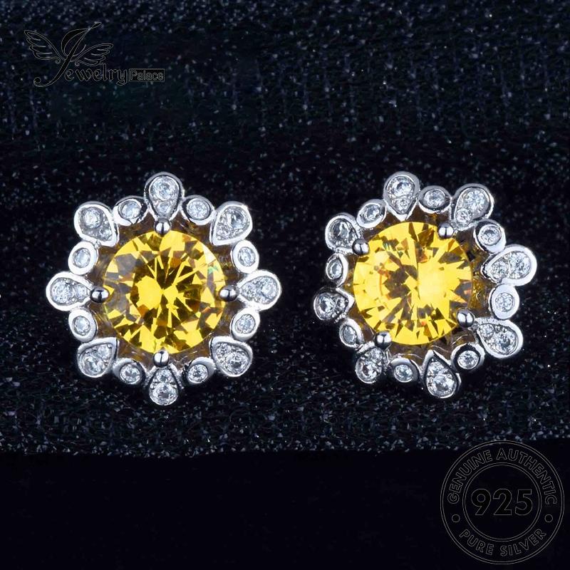 Jewelrypalace Kalung Asli Citrine Bunga Matahari Silver Wanita Kreatif Set925 S228