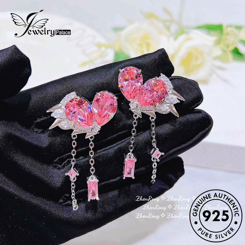 Jewelrypalace Kalung Set Pink Kristal Asli Fashion Berlian925 Perak Love Wanita S241