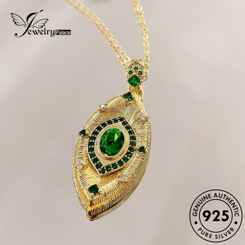 Jewelrypalace Kalung Fashion Perak925 Emerald Wanita Asli Setan Mata S272