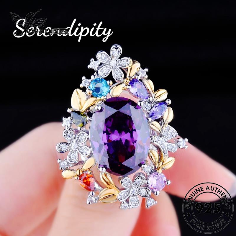 Tempat Perhiasan925 Wanita Kalung Perak Asli Amethyst Set Mewah S279