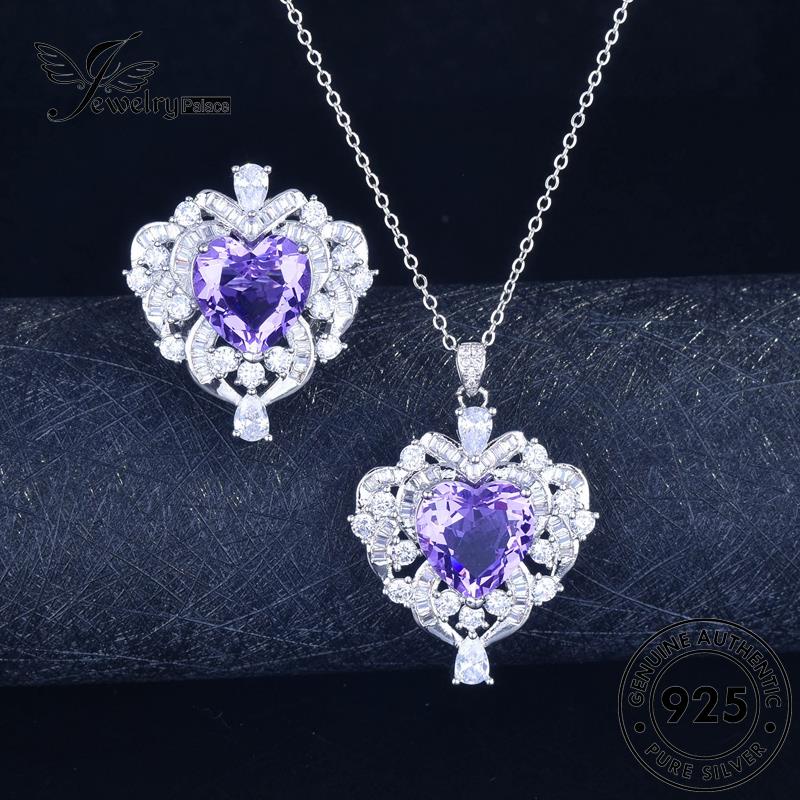 Jewelrypalace Asli Amethyst Wanita Perak Vintage Set925 Kalung S301