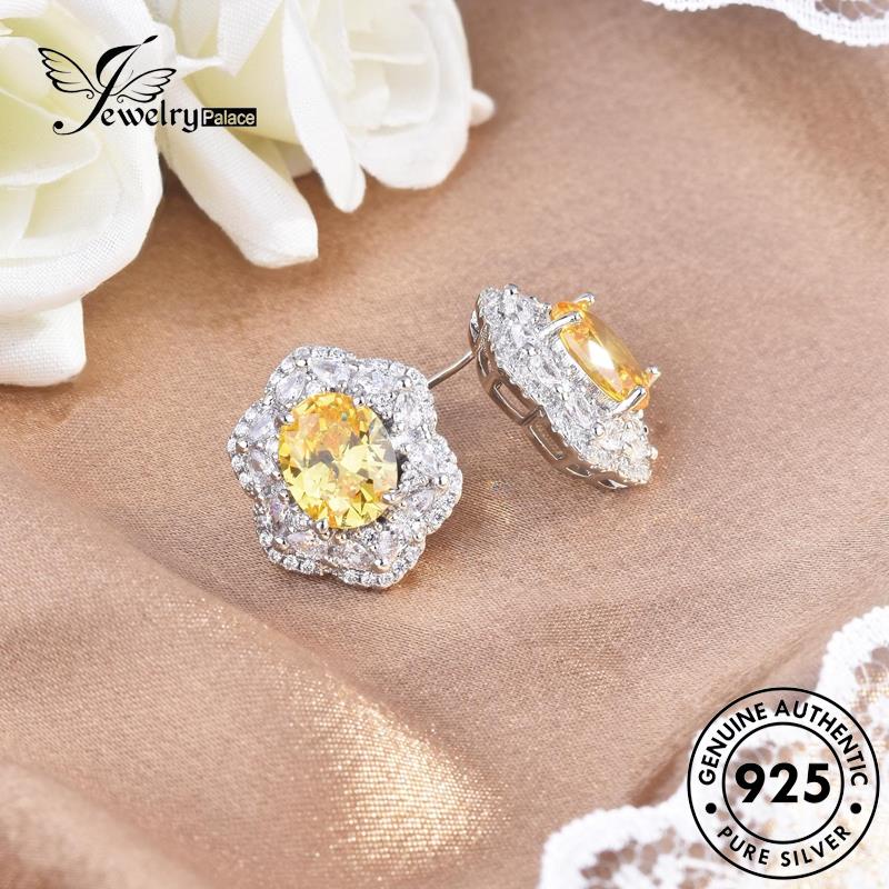 Jewelrypalace Kalung Citrine Mewah Wanita Asli925 Set Perak S330