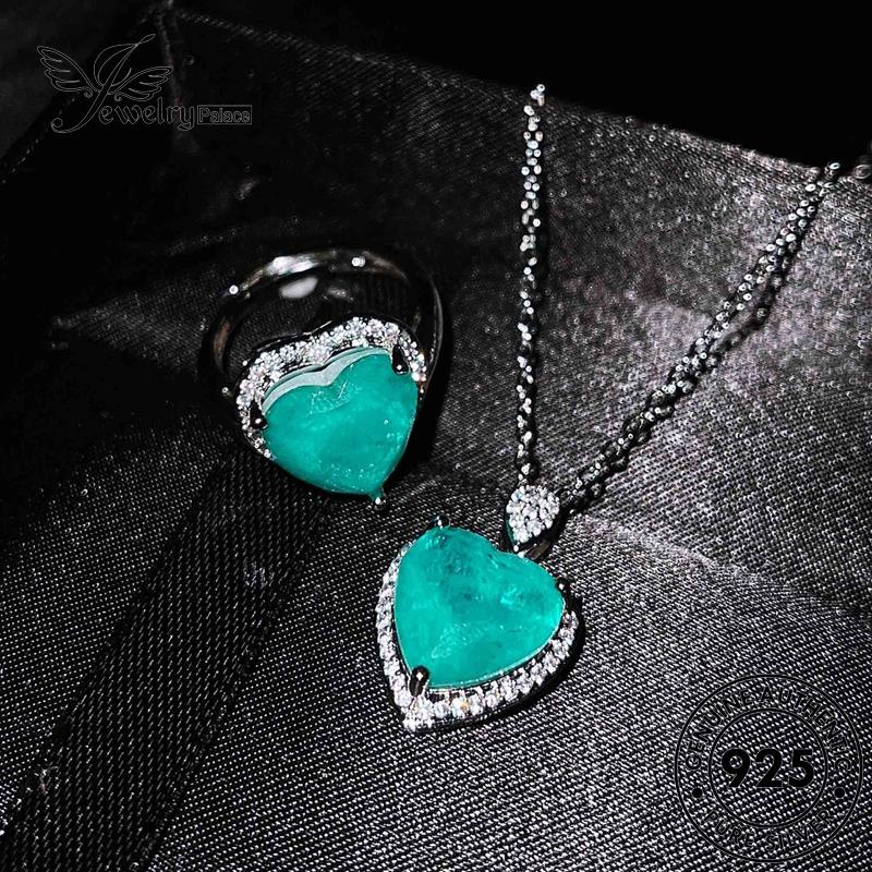 Jewelrypalace Set Perak Aquamarine Creativity925 Kalung Asli Wanita S369