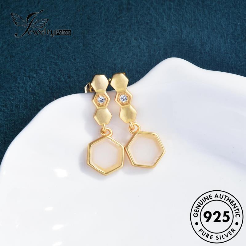 Jewelrypalace Simple925 Set Wanita Kalung Hexagon Perak Asli Giok S370