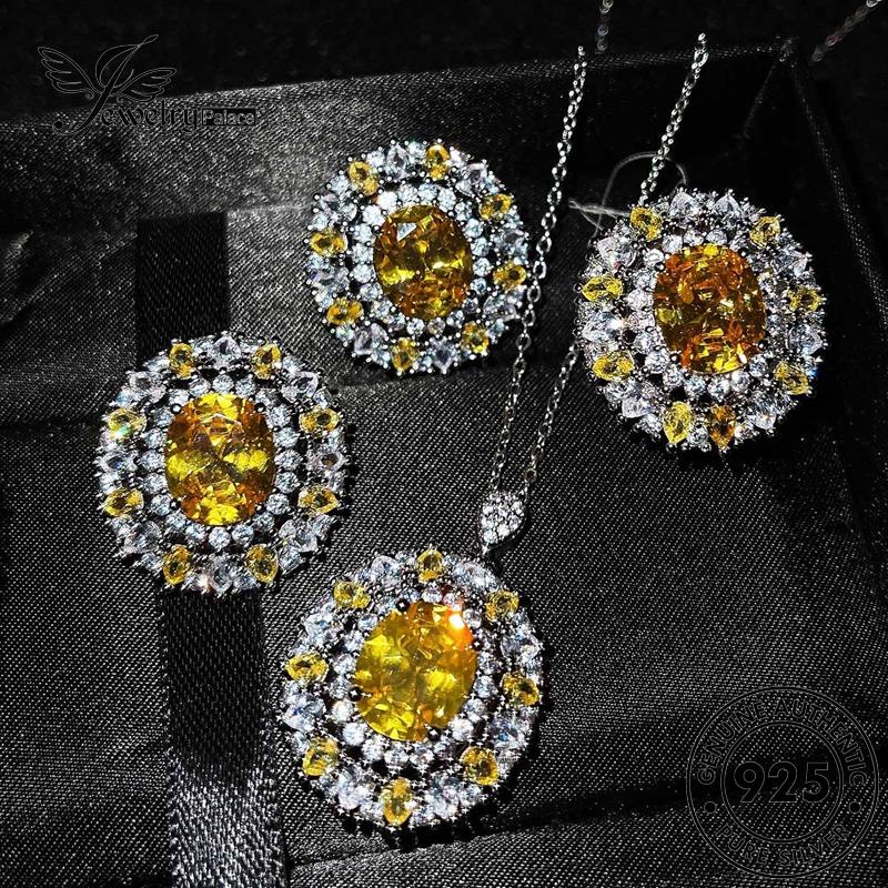 Jewelrypalace Kalung Berlian Citrine Perak Asli Mewah Set925 Wanita S378