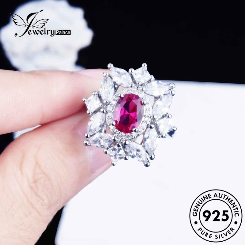 Jewelrypalace925asli Wanita Kalung Perak Ujung Berlian Tinggi Pink Set Kristal S387