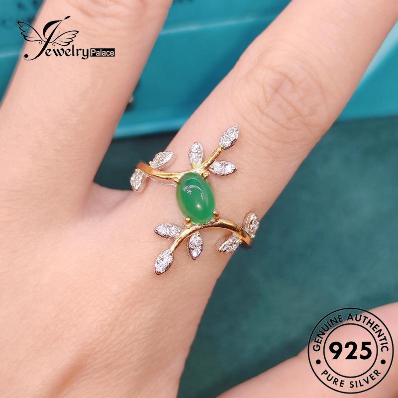 Jewelrypalace Kalung Emerald Noble Set Daun Asli Wanita Perak925 S388