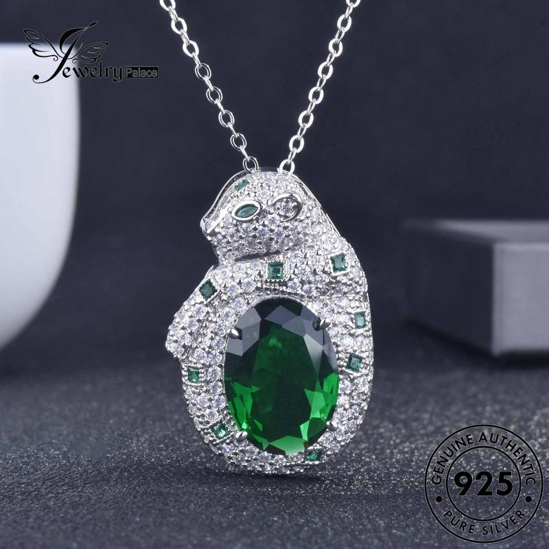 Perhiasanpalace Perak925 Asli Leopard Wanita Kalung Set Safir S455