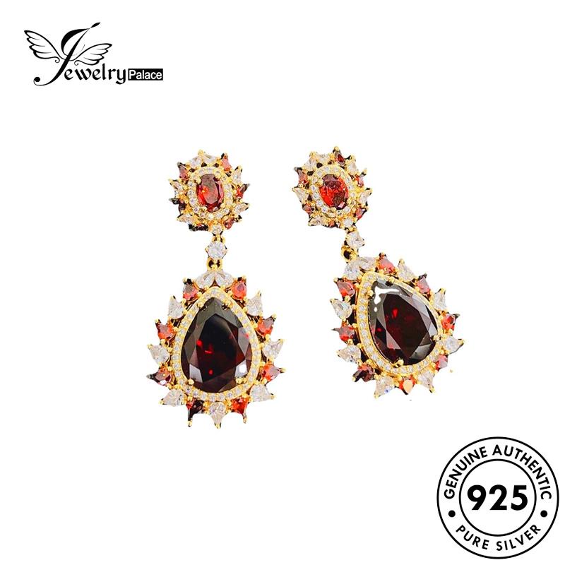 Jewelrypalace Ruby Set Bentuk Asli Kalung Perak925 Gold Wanita Pear S485