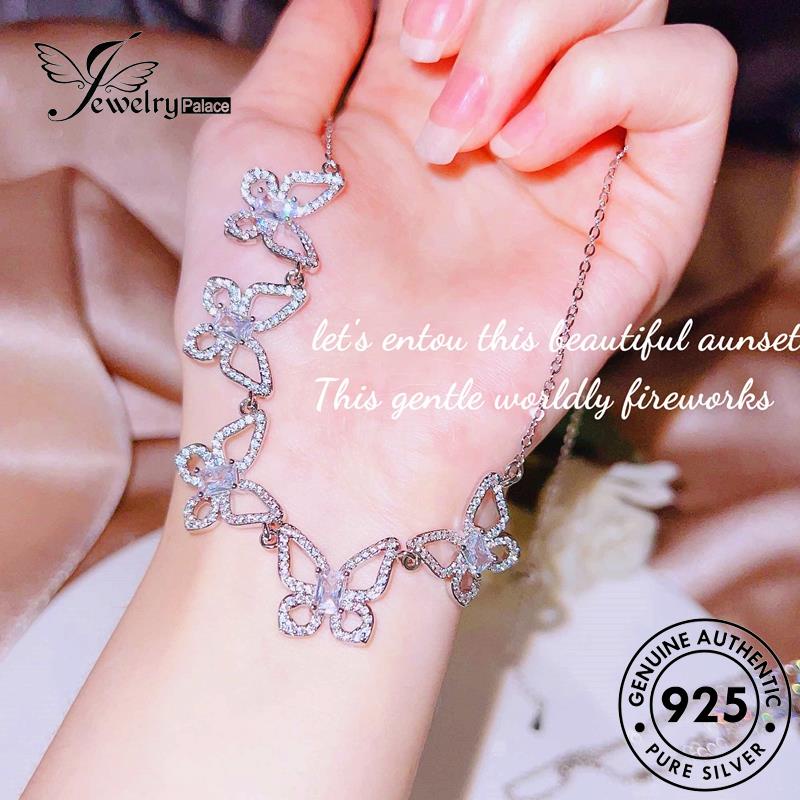 Jewelrypalace Asli Moissanite Berlian925 Wanita Set Perak Kalung Kupu-Kupu S487