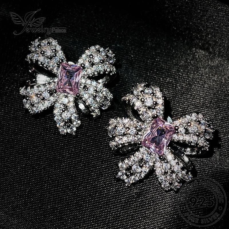 Perhiasantempat Wanita Kalung Perak Pink Kupu Kristal925Asli Set Berlian S532