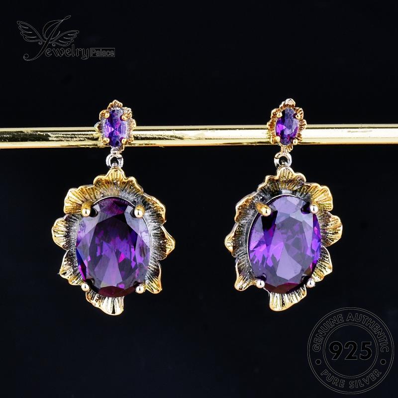 Jewelrypalace Amethyst Vintage925 Set Asli Perak Wanita Kalung S525