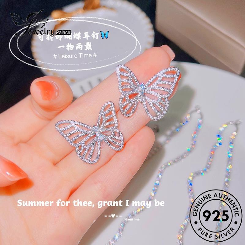 Jewelrypalace Berlian925 Perak Set Asli Kupu-Kupu Wanita Kalung Moissanite S556