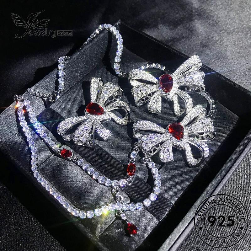 Jewelrypalace Perak Asli Dasi Ruby925 Kalung Busur Wanita Set S566