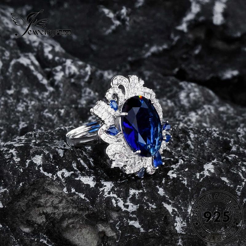 Jewelrypalace Set Kalung Perak925 Wanita Sapphire Asli Mewah S608