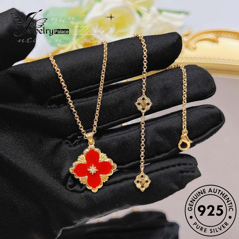 Jewelrypalace Clover Leaf Ruby Set Kalung Wanita Asli925 Perak Empat S610