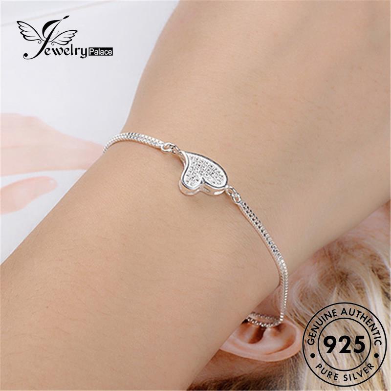 Jewelrypalace Perak Love Moissanite Asli Wanita Gelang Berlian Fashion925 B448