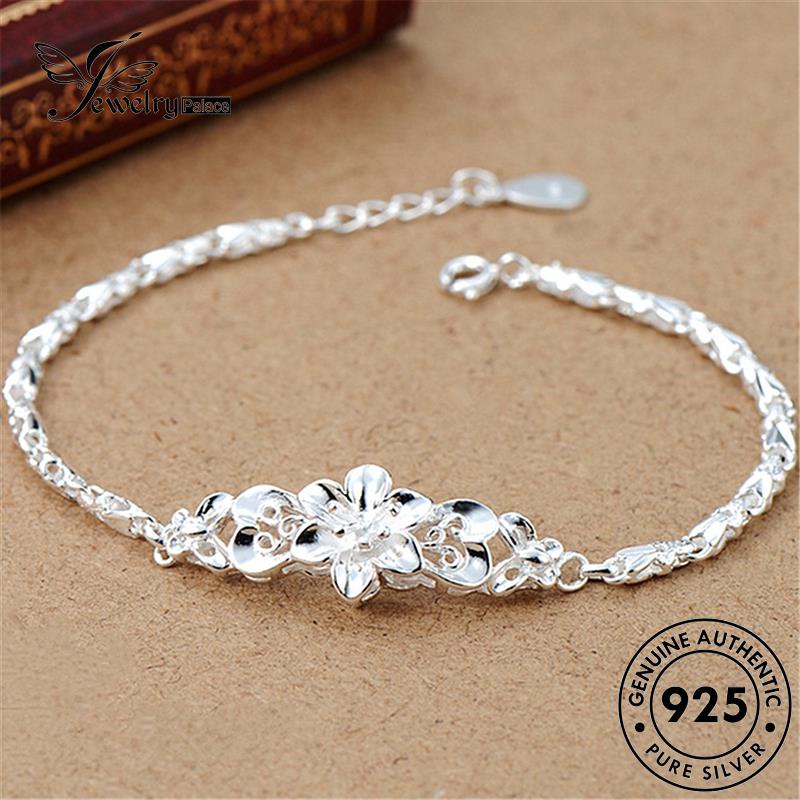 Jewelrypalace925 Wanita Bunga Gaya Korea Gelang Perak Asli B551