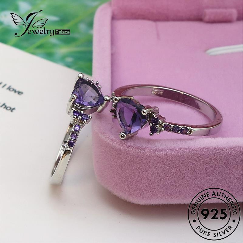 Perhiasantempat Cincin Love Kecubung Simple Perak Wanita Asli925 R2