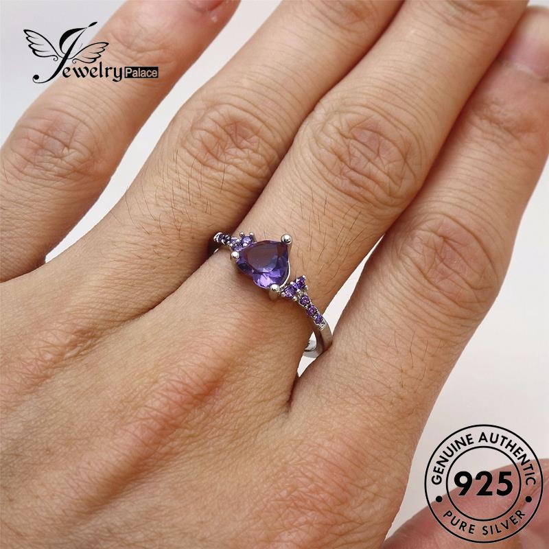 Perhiasantempat Cincin Love Kecubung Simple Perak Wanita Asli925 R2