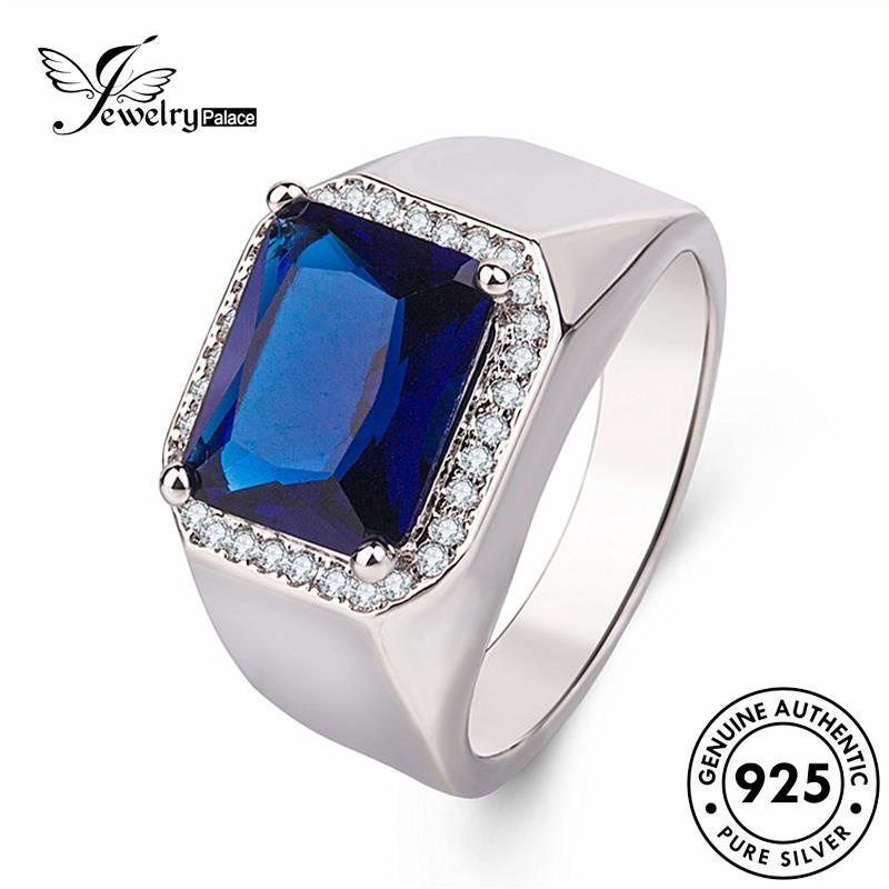 Jewelrypalace Square Domineering Cincin Perak Asli925 Safir Pria R8