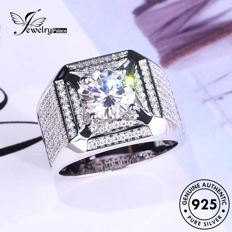 Jewelrypalace925 Moissanite Berlian Asli Wanita Fashion Cincin Perak R43