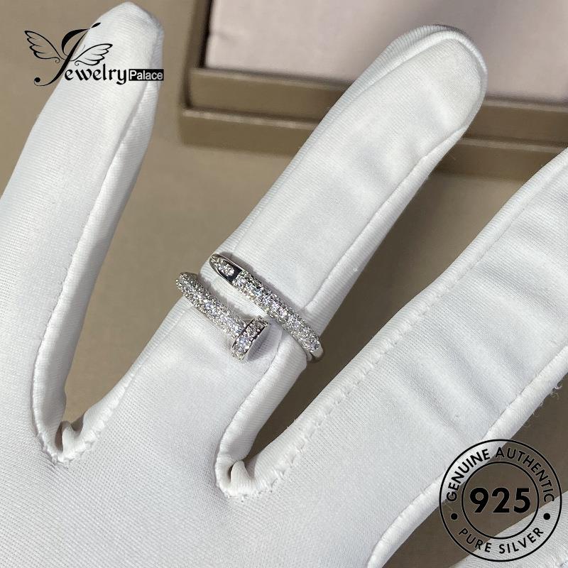 Jewelrypalace Geometri Emas Berlian Asli Wanita 925cincin Moissanite Kreatif Perak R76