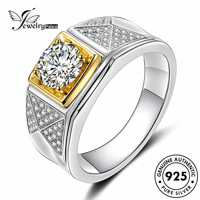 Perhiasantempat Cincin Emas Berlian Mendominasi Wanita Dua Warna925 Moissanite Perak Asli R81