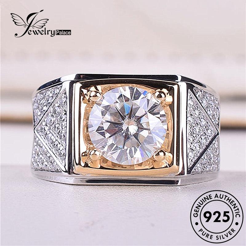 Perhiasantempat Cincin Emas Berlian Mendominasi Wanita Dua Warna925 Moissanite Perak Asli R81