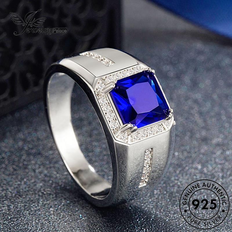 Jewelrypalace Jewelry Cincin Perak Zamrud Asli Simple925 Safir Pria M076