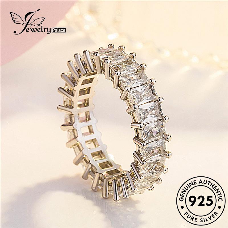 Jewelrypalace Kreatif925 Berlian Asli Wanita Square Rings Perak Moissanite R199