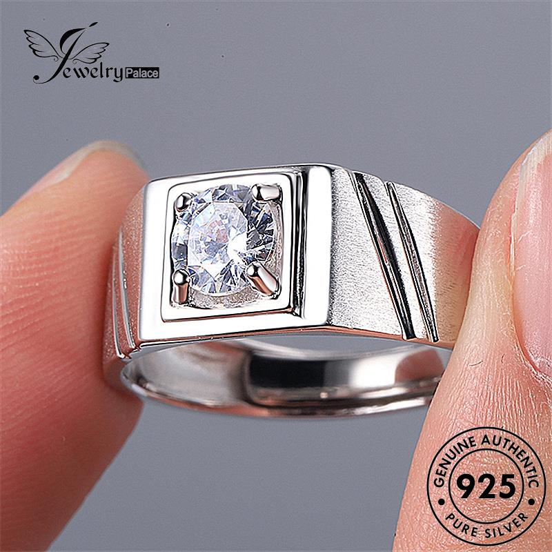 Jewelrypalace Pria Temperamen Berlian925 Asli Moissanite Cincin Perak R202