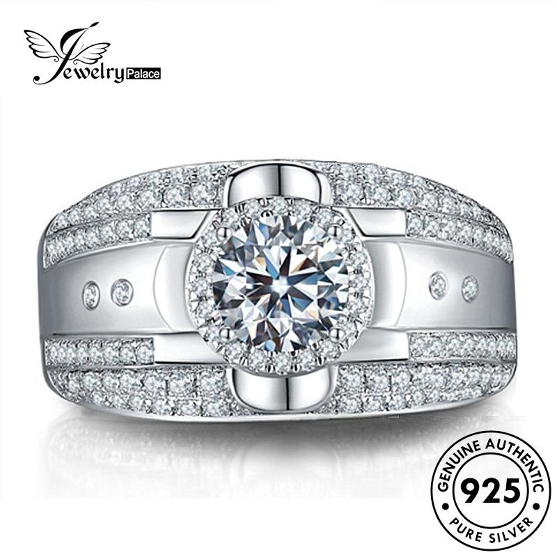 Perhiasantempat Cincin Simple925 Berlian Moissanite Asli Pria Perak R187