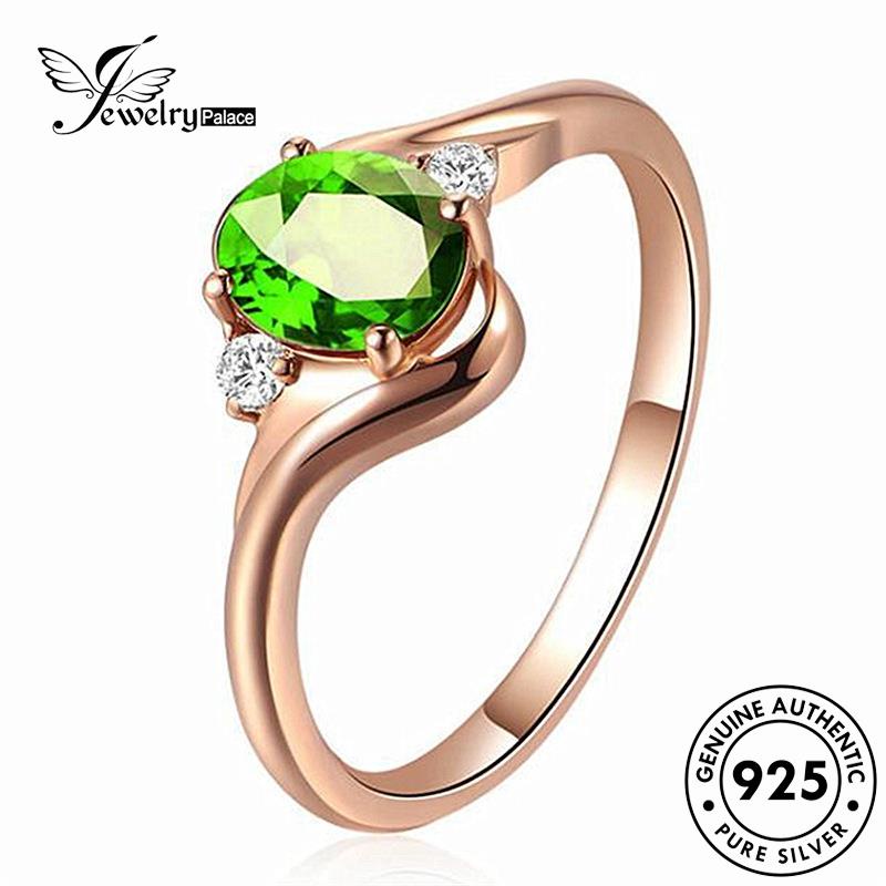Perhiasantempat Perhiasan Simple Asli925Cincin Wanita Mata Emerald Horse Silver R331