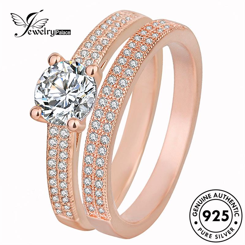 Jewelrypalace 925fashion Emas Couple Asli Moissanite Berlian Cincin Perak R348