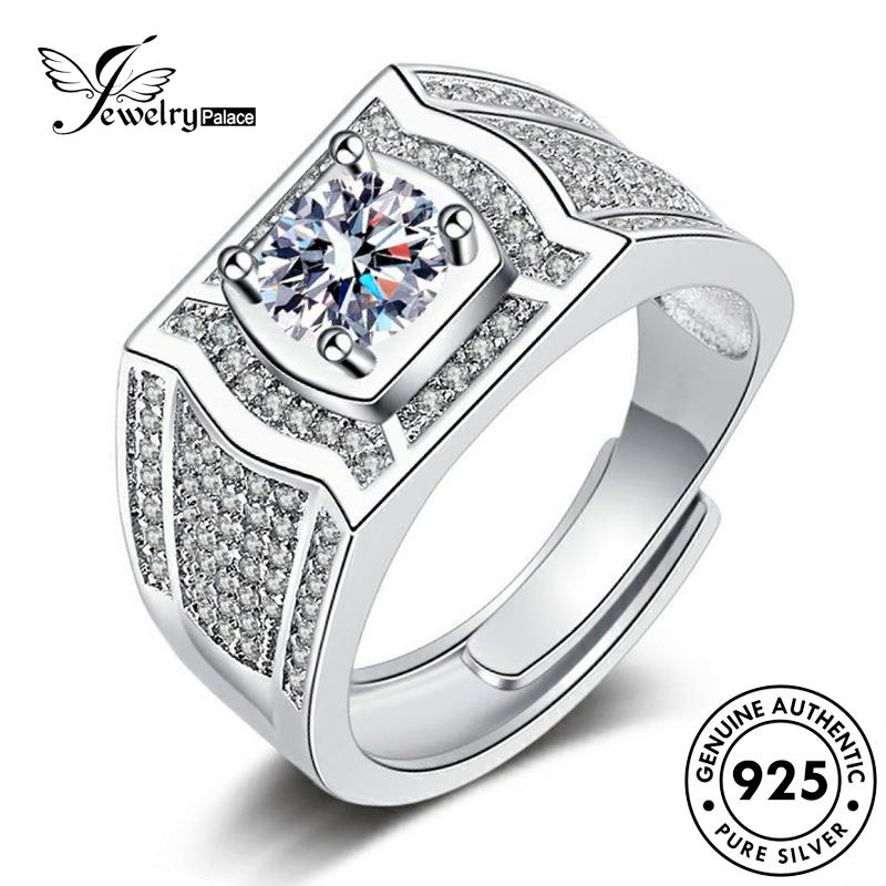 Jewelrypalace Pria Berlian Temperamen925 Asli Moissanite Cincin Perak R434