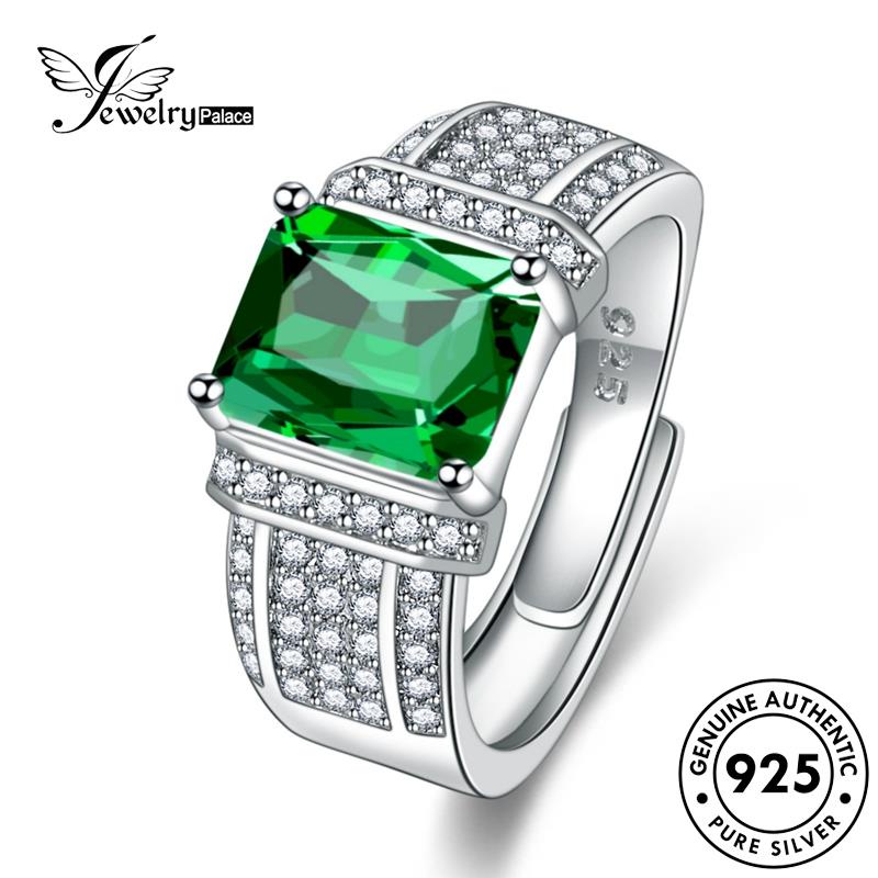 Jewelrypalace Cincin Kepribadian Persegi Asli Aquamarine Wanita Perak925 R435