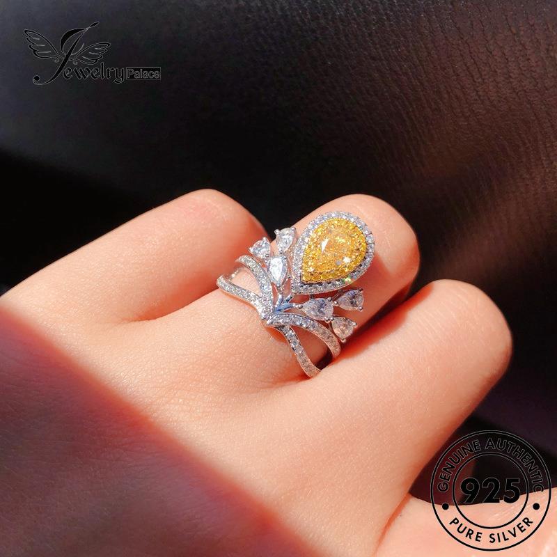 Jewelrypalace Drop Cincin Perak Mewah Asli Wanita925Bentuk Citrine R496