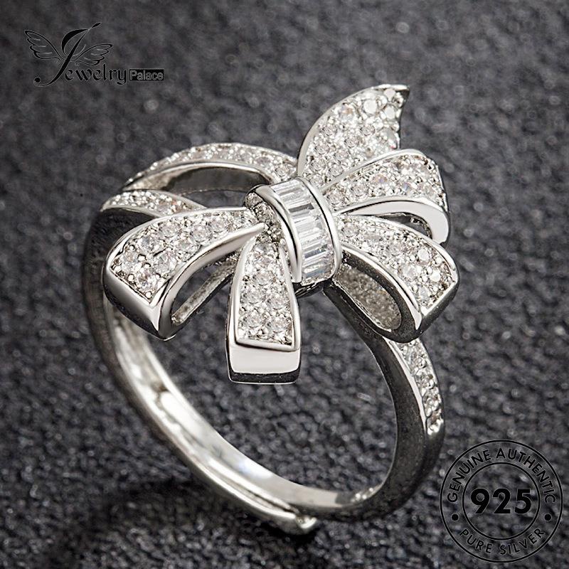 Tempat Perhiasan Wanita Asli Berlian Perak925 Kreatif Moissanite Rings Bow R550