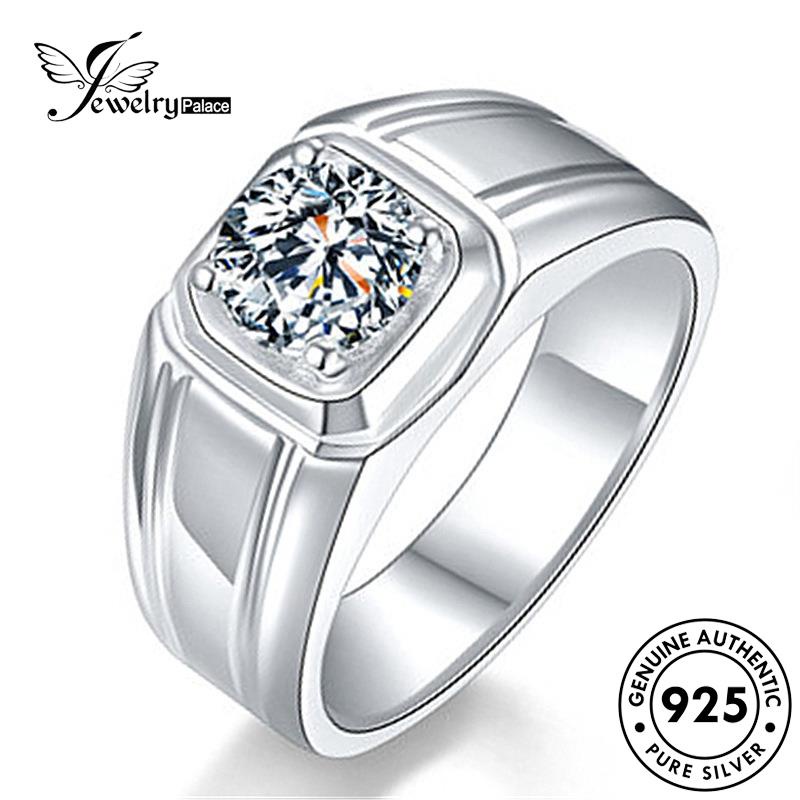 Jewelrypalace Cincin Perak Asli Fashion Pria Moissanite Berlian925 R599