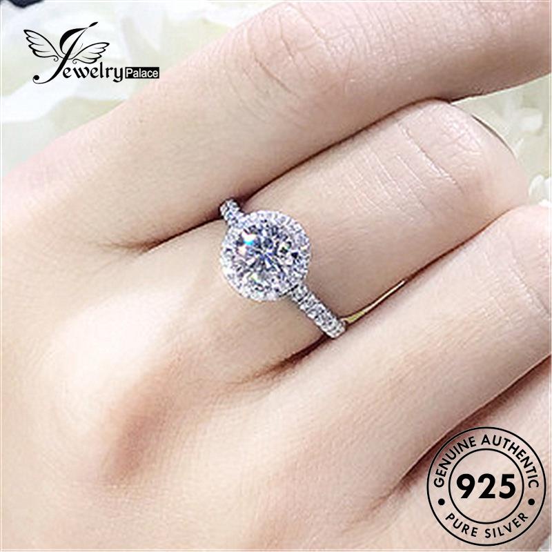 Tempat Perhiasan Wanita Perak Moissanite925 Cincin Fashion Berlian Bulat Asli R603