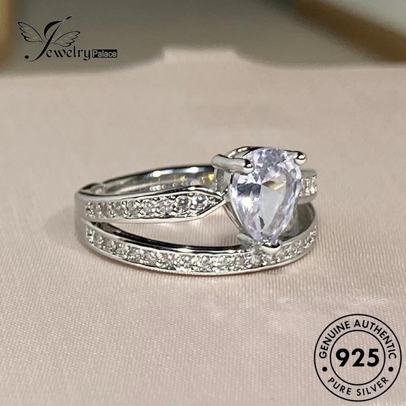 Jewelrypalace Wanita Asli Cincin Mewah Moissanite 925drop Bentuk Perak Berlian R538