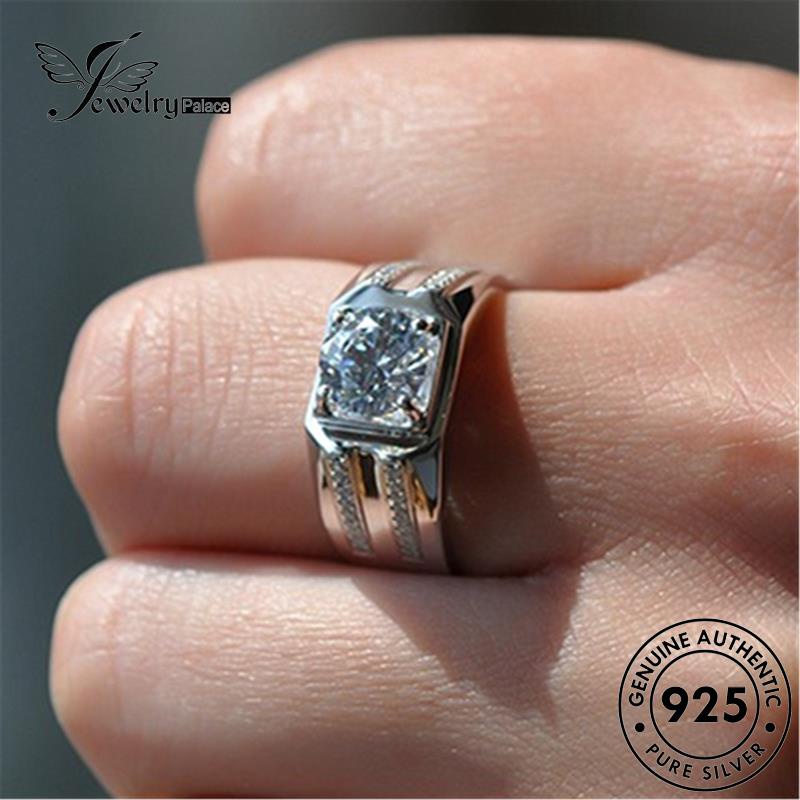 Jewelrypalace Cincin Pria Fashion925 Perak Asli Berlian Moissanite R741