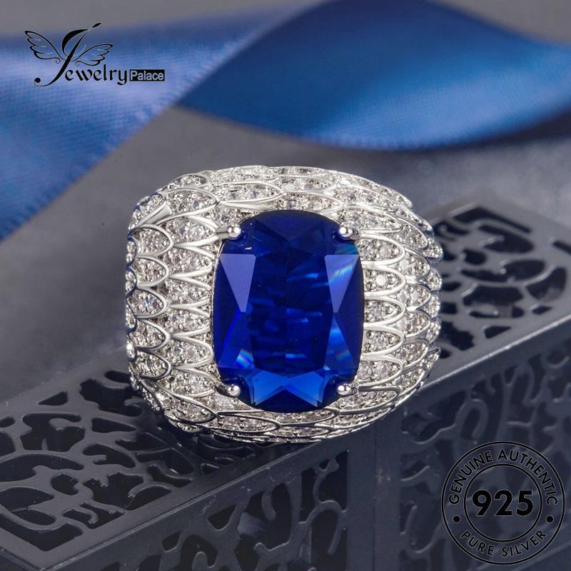 Jewelrypalace Cincin Emerald Perhiasan Pria Safir Perak Simple925 Asli M089