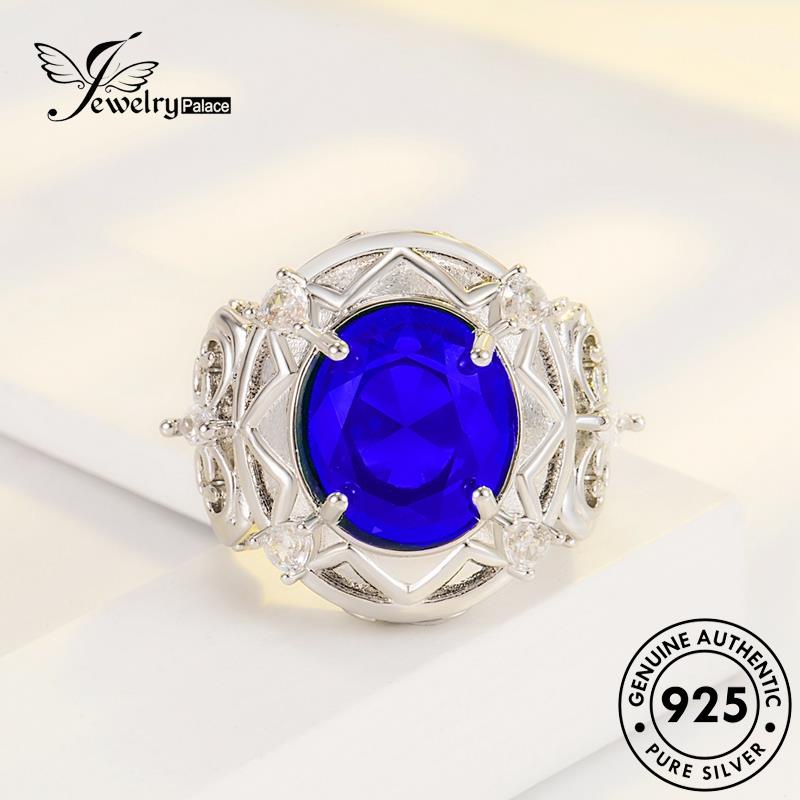 Tempat Perhiasan Wanita Cincin Perak925 Asli Emerald Bulat Mewah R877