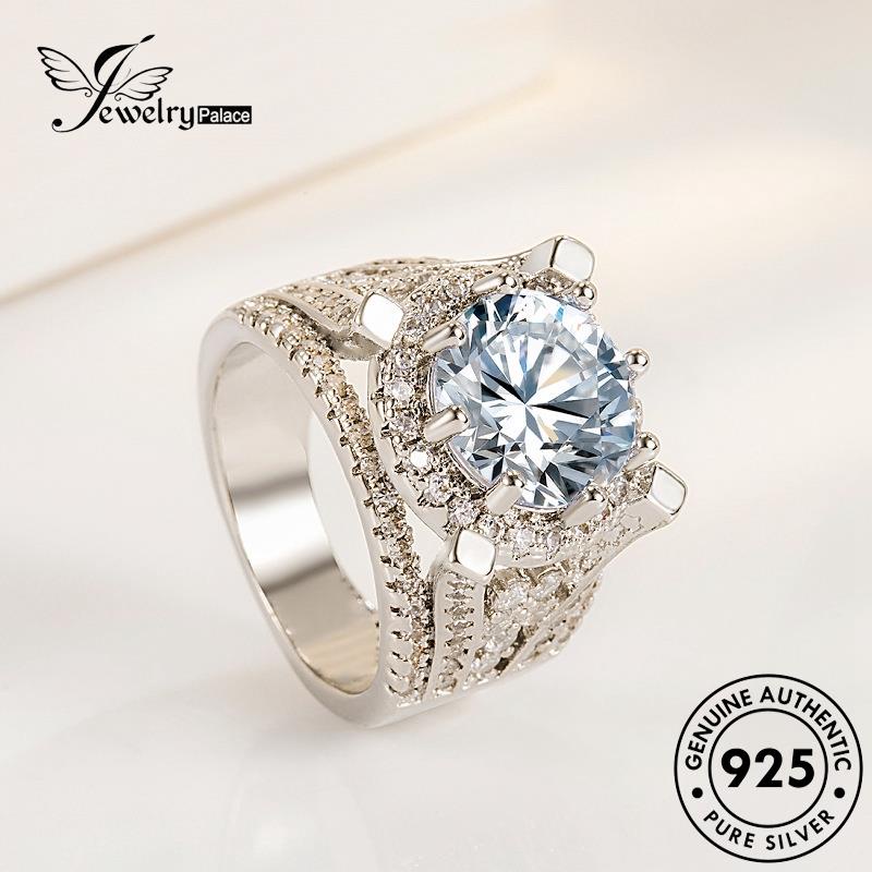 Jewelrypalace Berlian Cincin Mewah Moissanite Bunga Emas Asli Silver Wanita925 R887