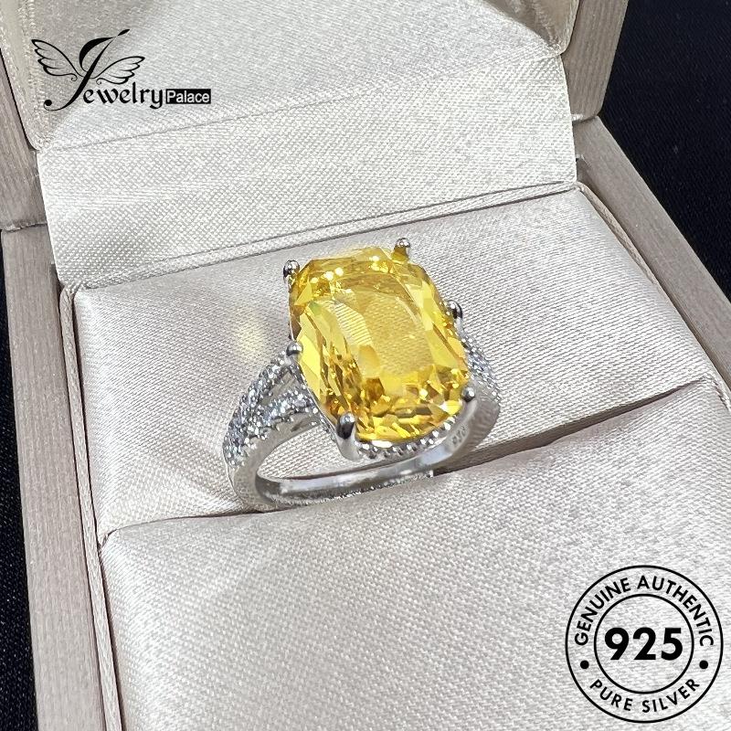 Jewelrypalace Citrine Wanita Oval Perak Asli Simple925Cincin R905