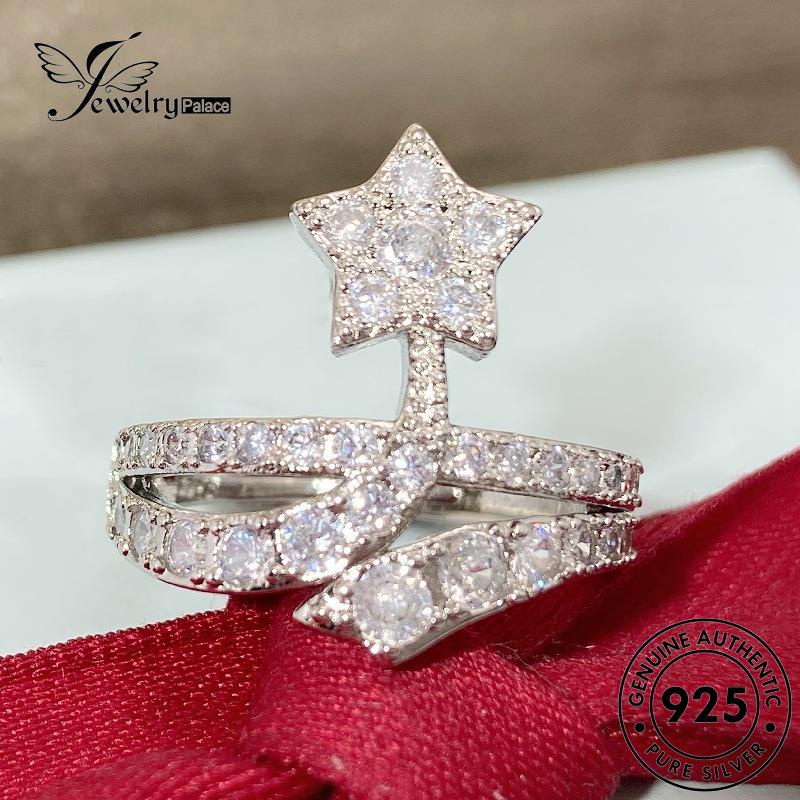 Perhiasantempat Berlian Bintang Sederhana Berujung Lima Cincin Moissanite925 Perak Wanita Asli R936