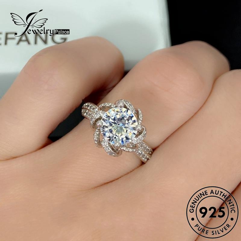 Jewelrypalace Perak Berlian925 Pribadi Asli Moissanite Cincin Wanita Mawar R953