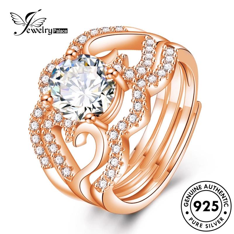 Jewelrypalace Moissanite925 Cakar Empat Emas Asli Perak Mewah Cincin Couple Berlian R1099